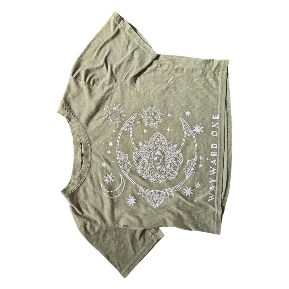 Romwe Green Fairy Moon Cropped Tee - M